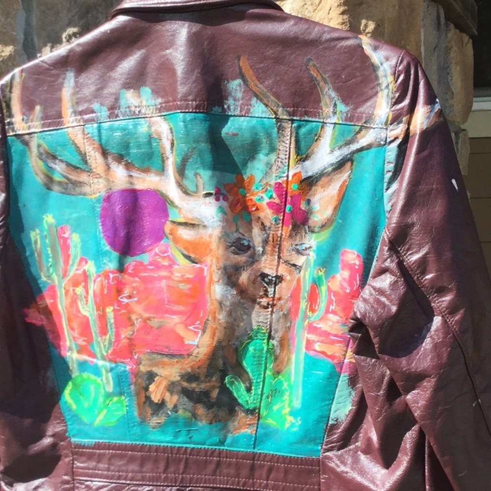 Artisan leather blazer jacket Coachella boho festival cowgirl rodeo rock concert - Picture 2 of 11
